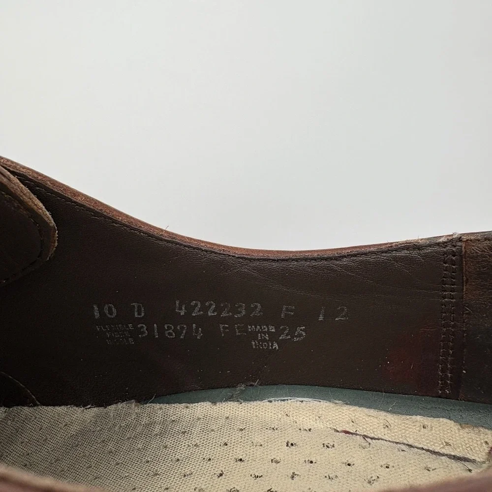 Florsheim Mens Dress Shoes 10 D Brown Leather Plain Toe Derby Oxford Lace Up
